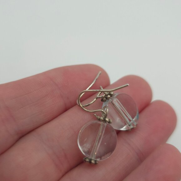 Sterling Silver Clear Glass Earrings A521 - Picture 3 of 5